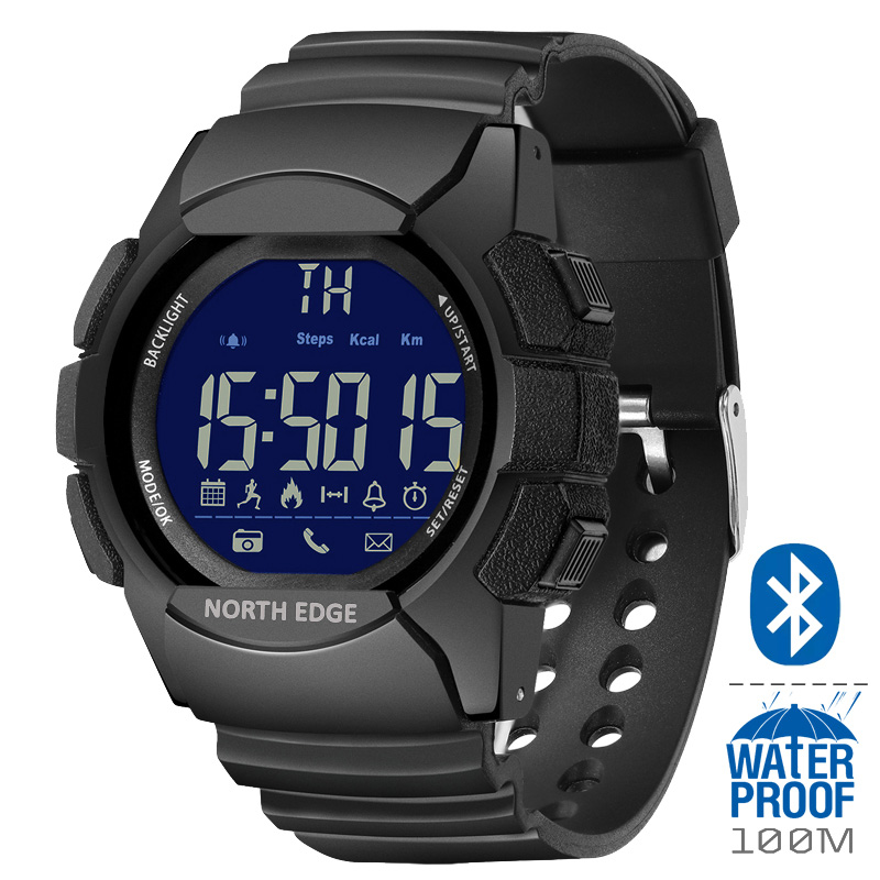 Outdoor Sport Smart Watch - NORTH EDGE AK 100M นาฬิกาสมาร์ทวอทช์สำหรับเล่นกีฬากลางแจ้งกันน้ำสำหรับผู้ชายพร้อมบลูทูธนับจำนวนก้าวการแจ้งเตือนแบบมัลติฟังก์ชั่น