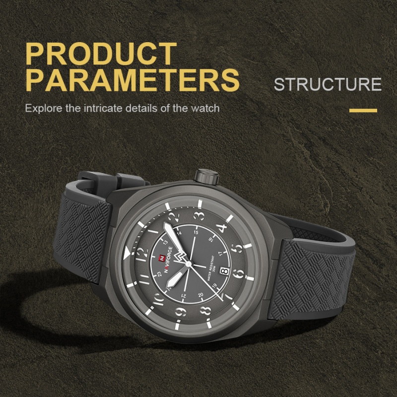 Outdoor Sport Smart Watch - NAVIFORCE นาฬิกาควอทซ์สำหรับผู้ชาย 3ATM กันน้ำ สายซิลิโคน หน้าปัดเรืองแสง