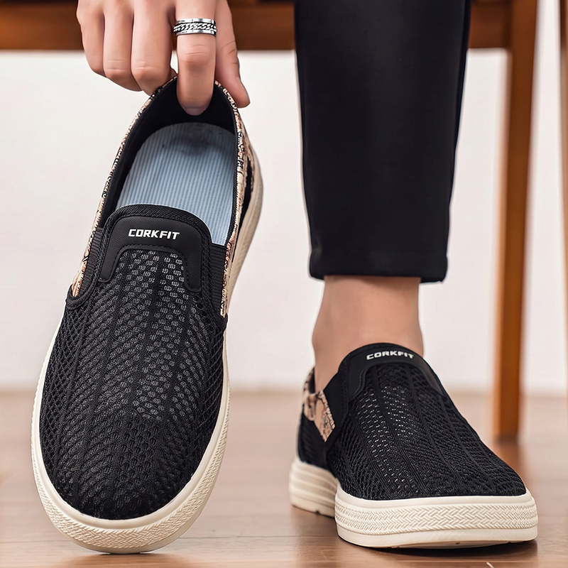 Outdoor Sports Shoes - รองเท้าแตะตาข่ายแบบมีรูระบายอากาศสำหรับผู้ชายในฤดูร้อน เหมาะสำหรับกีฬากลางแจ้งและสวมใส่สบายๆ พร้อมป้องกันนิ้วเท้า