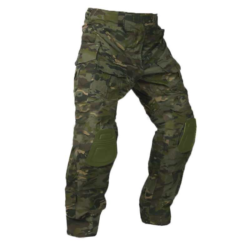 Outdoor Sport Climbing Gear - กางเกงคอมแบท + แผ่นรอง กางเกงกีฬาแบบยืดหยุ่น อุปกรณ์ทางยุทธวิธี ลายพรางแบบ