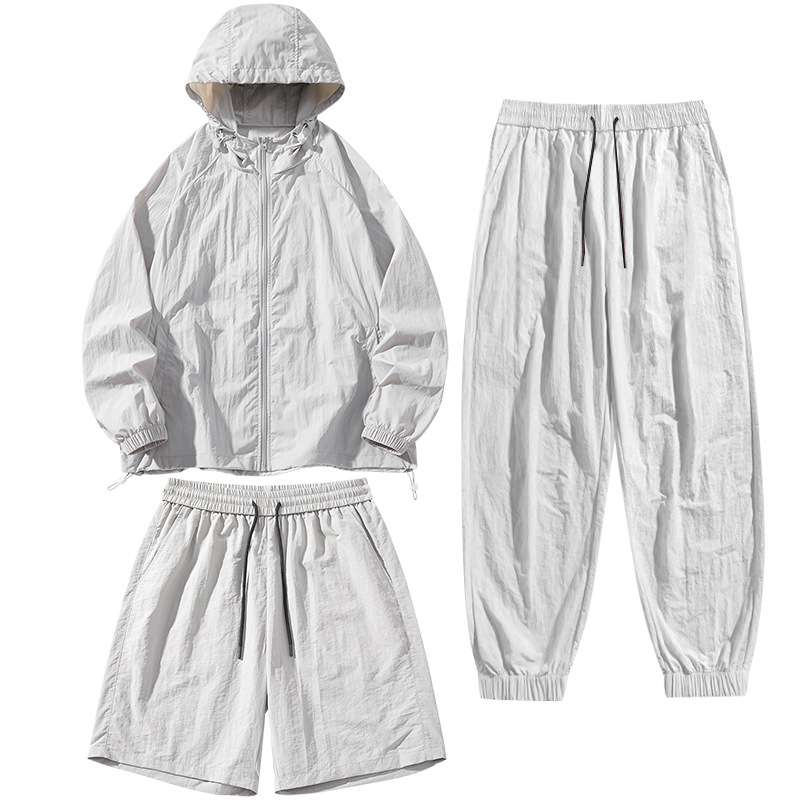 Outdoor Sport Climbing Gear - ชุดกีฬากลางแจ้งป้องกันรังสียูวีสำหรับผู้ชายและผู้หญิง ผ้าไนลอนเนื้อไอซ์ซิลค์ ระบายอากาศได้ดี พร้อมหมวก สำหรับฤดูใบไม้ผลิ ฤดูร้อน