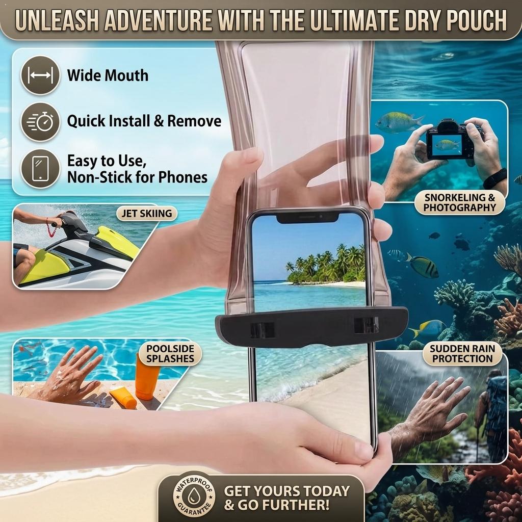 Outdoor Sports Accessories - เคสโทรศัพท์กันน้ำแบบใส กระเป๋ากันน้ำสำหรับ iPhone สมาร์ทโฟน อุปกรณ์เสริมสำหรับกีฬาทางน้ำ เหมาะสำหรับการเดินทาง