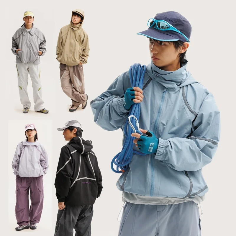 Outdoor Sport Jacket Women'S - เสื้อแจ็คเก็ตน้ำหนักเบาสำหรับผู้ชายและผู้หญิง เหมาะสำหรับกิจกรรมกลางแจ้ง เดินป่า กันลม กันน้ำ ทรงหลวม