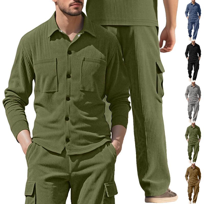 ชุดวอร์มผู้ชายผ้าคอร์ดูรอย ชุด - Outdoor Sports Outfit บทวิจารณ์และราคา