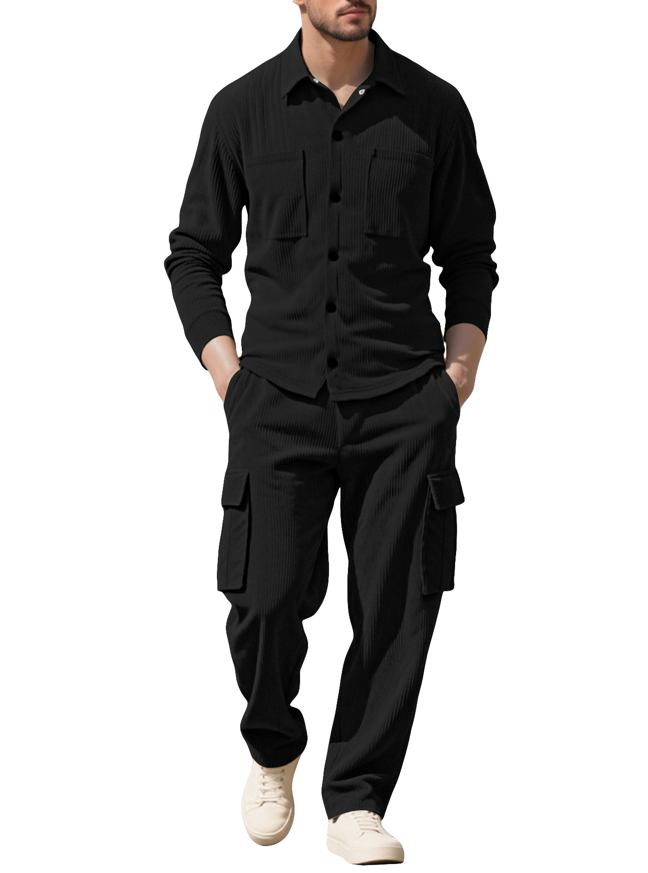 ชุดวอร์มผู้ชายผ้าคอร์ดูรอย ชุด - Outdoor Sports Outfit บทวิจารณ์และราคา