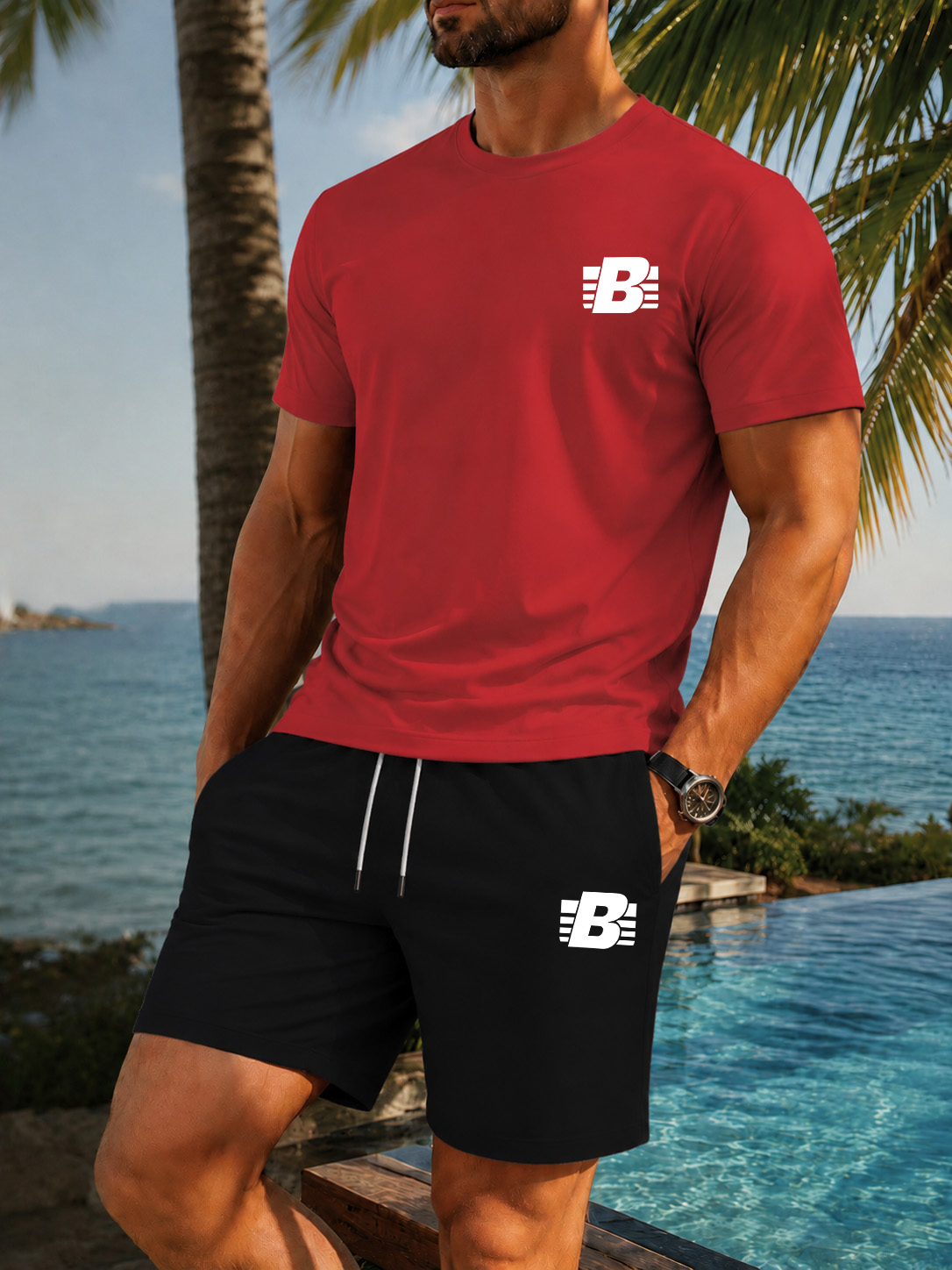 ชุดกีฬาลำลองผู้ชาย 2 ชิ้น เสื้ - Outdoor Sports Outfit บทวิจารณ์และราคา